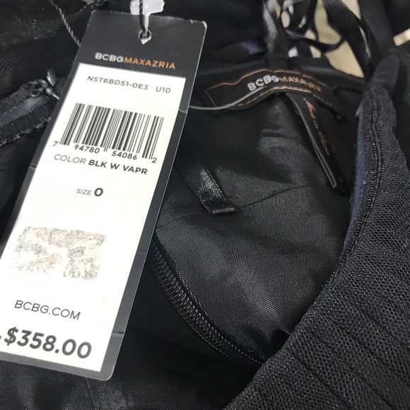 BCBG Max Strapless Cocktail Tulle Dress Silk Si… - Picture 7 of 8